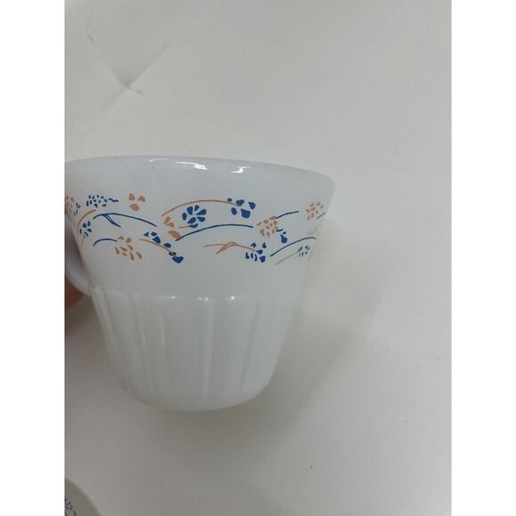 Termocrisa Milk Glass Mugs Blue White Peach Set of 2 Vintage Retro Mexico - Picture 8 of 8